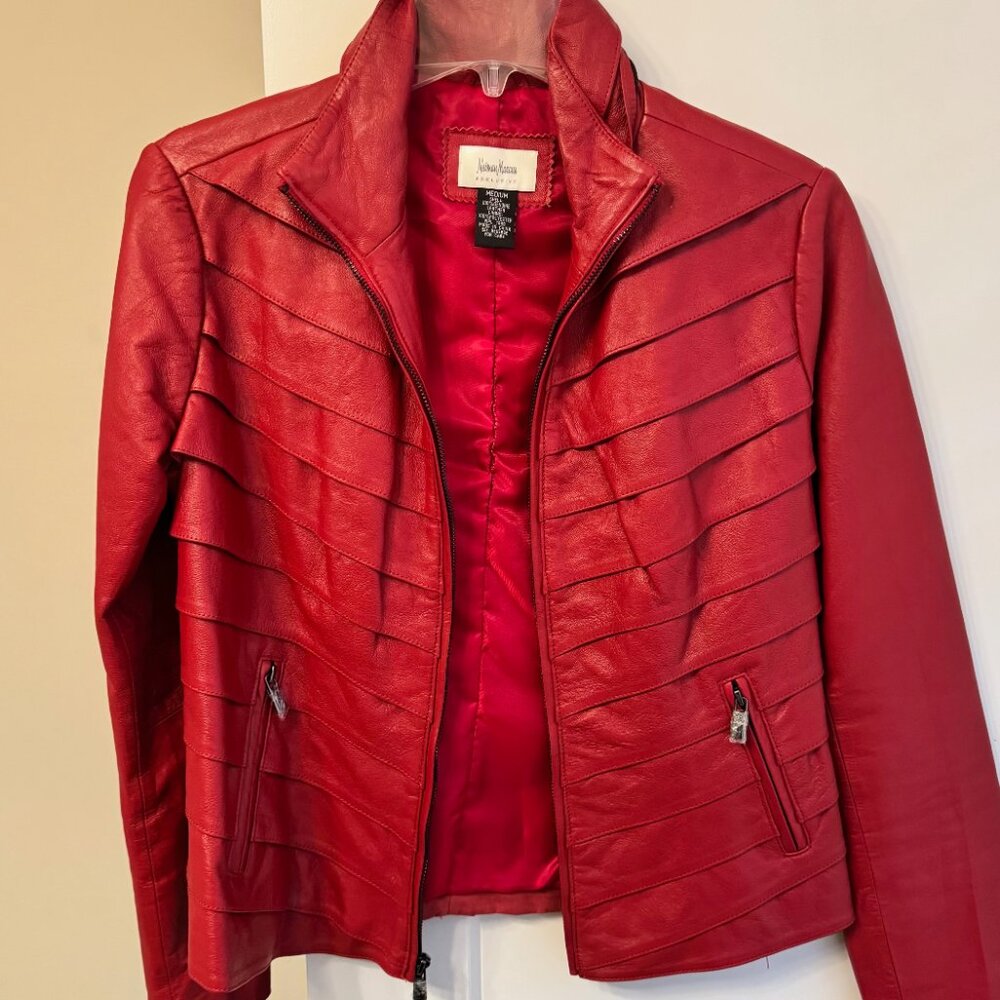 Neiman Marcus Red Leather Jacket